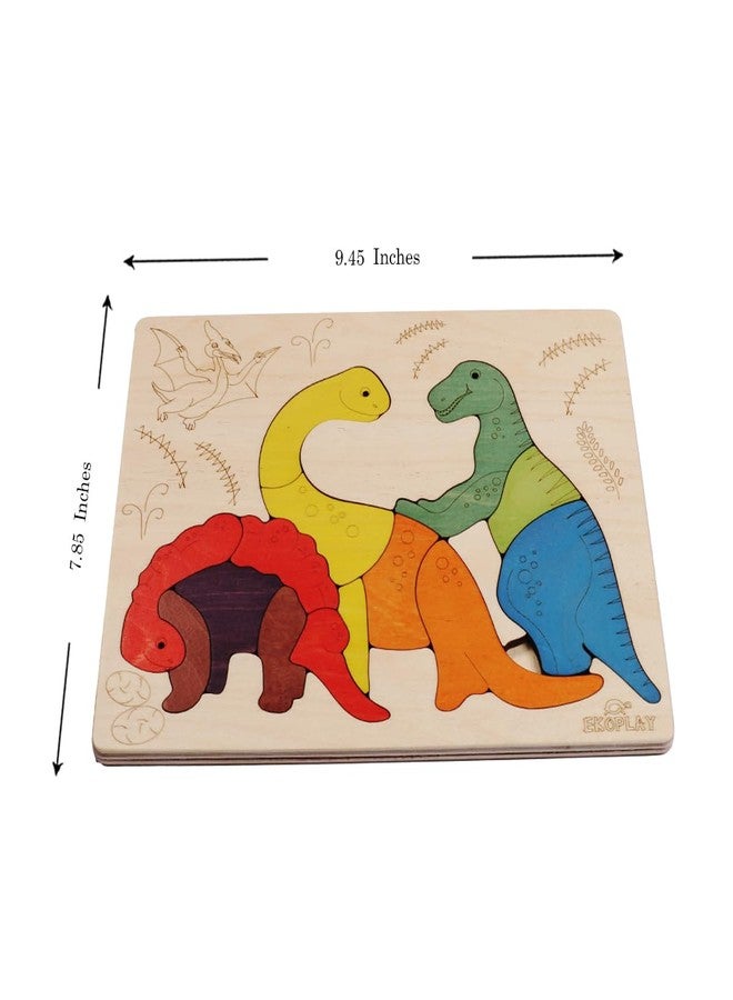 Ekoplay Jurassic Wooden Puzzle | 15 Pieces Jigsaw Puzzle | Endangered Animals For Kids 3 Years And Above - Image 2